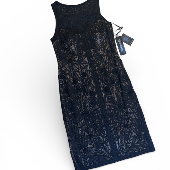 Sue Wong Black Lace Mini Dress - Picture 5 of 5